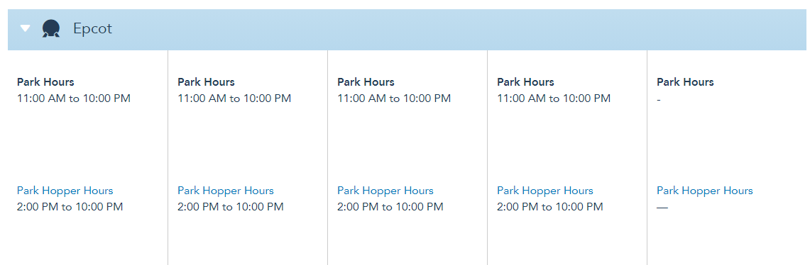 Theme Park Hours have been released through July 10th