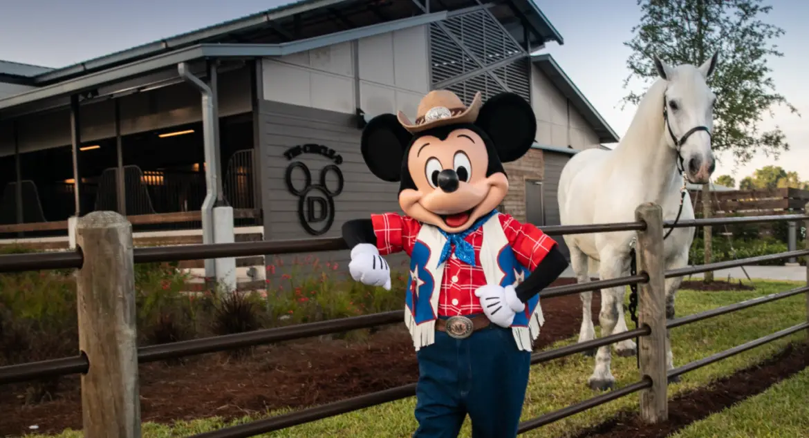 Mickey celebrates the first anniversary of the new barn at the Tri-Circle-D Ranch