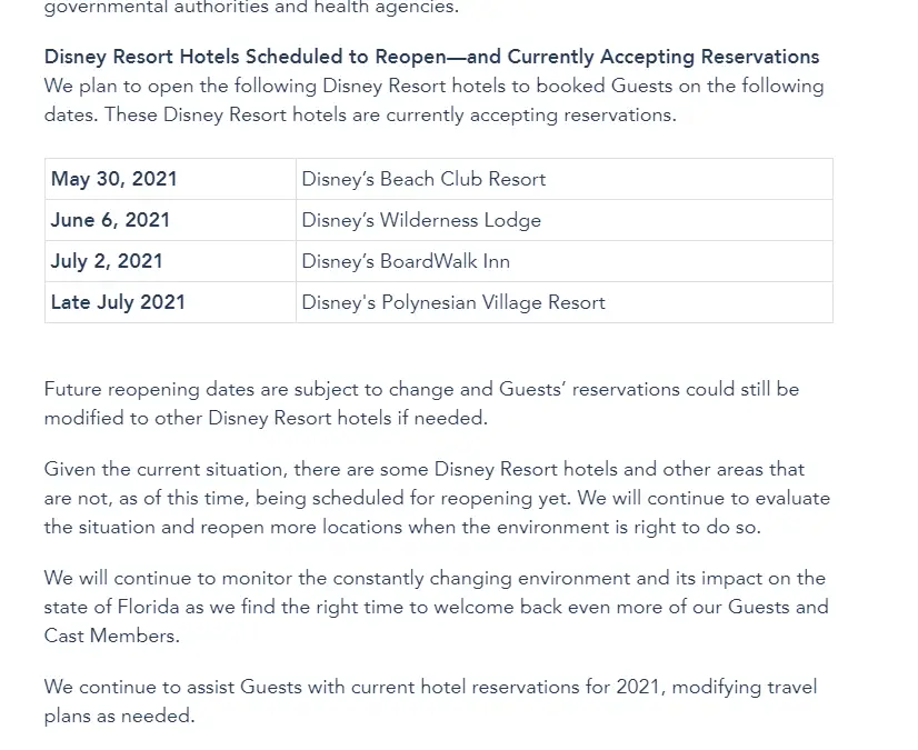 Is Disney's Port Orleans Resorts reopening this July?