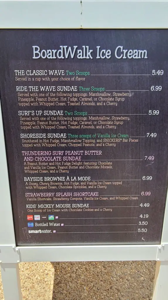 Boardwalk Ice Cream Shop menu