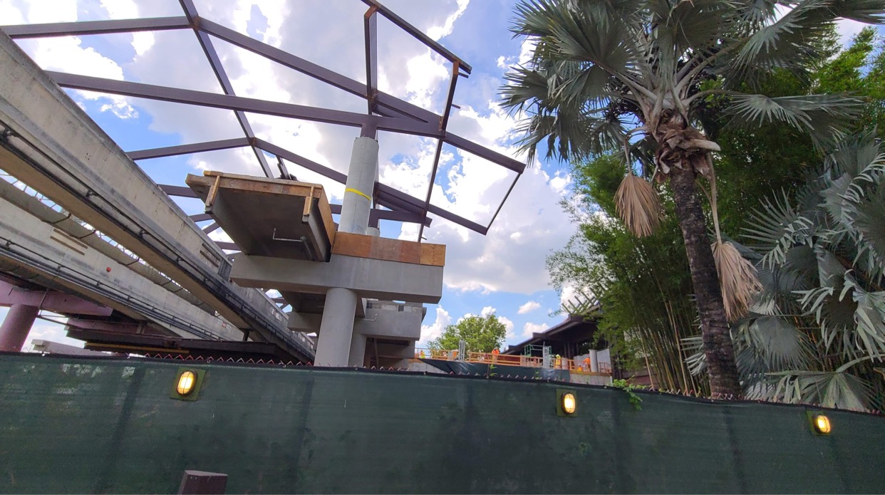 Roof being installed at Disney's Polynesian Resort Monorail Platform