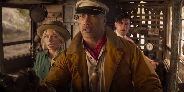 Emily Blunt, Dwayne Johnson, and Jack Whitehall in Disney's Jungle Cruise
