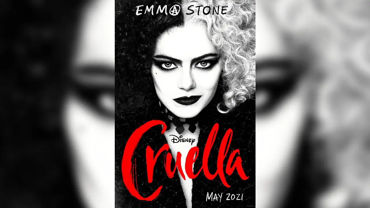 Cruella Movie Poster with Emma Stone as Cruella