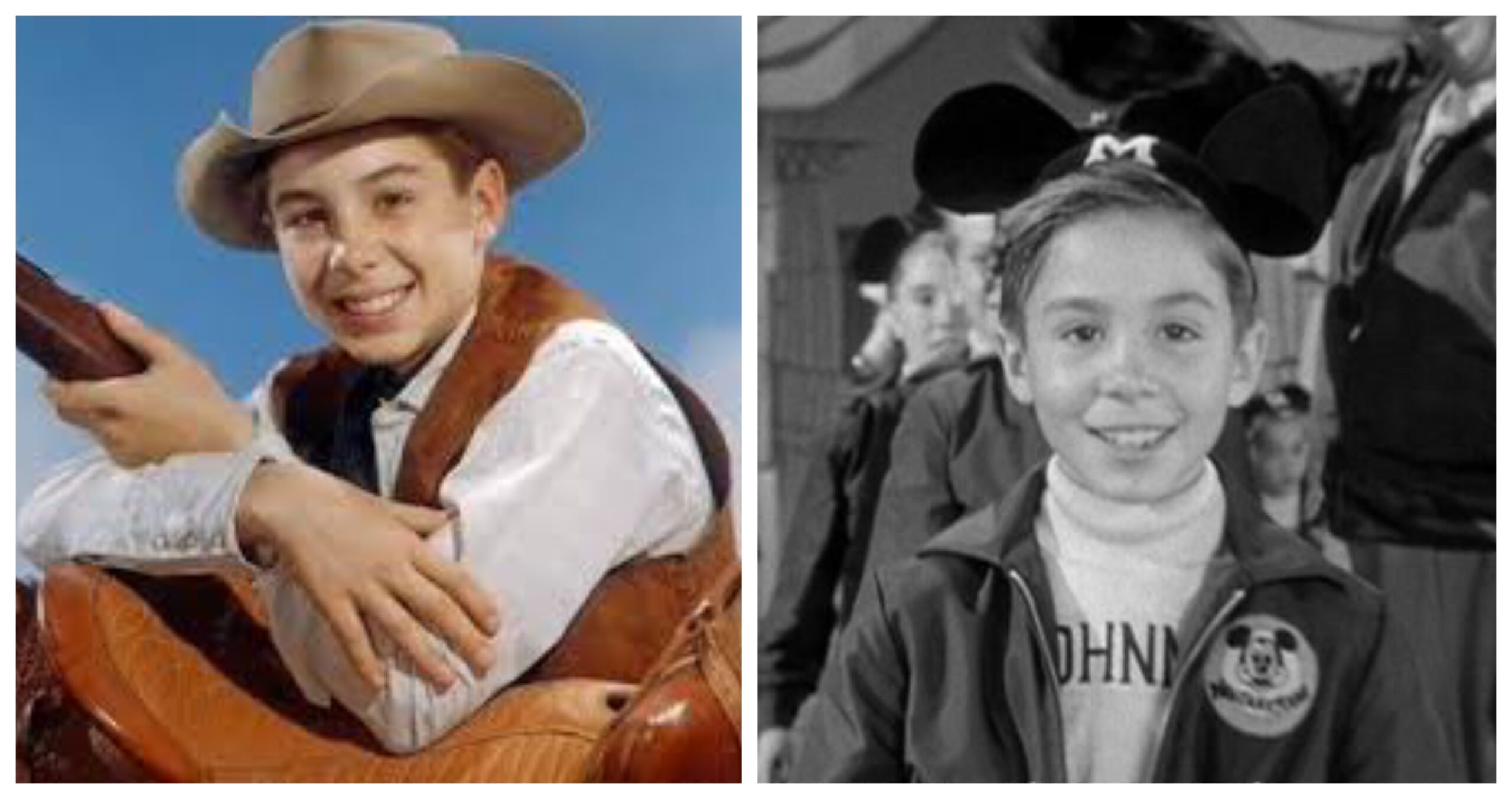 Johnny Crawford in The Rifleman (left) and The Mickey Mouse Club (right)