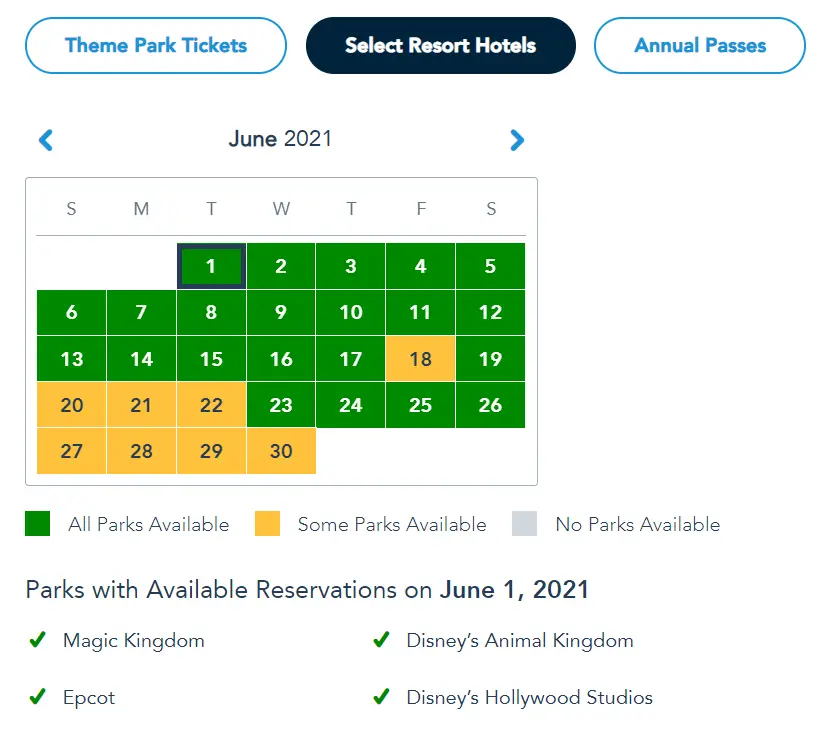 Disney World Park Pass Availability opens as Theme Park Capacity expands