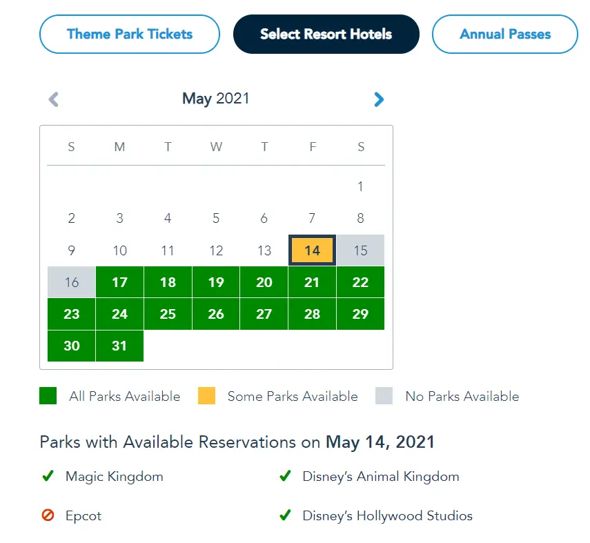 Disney World Park Pass Availability opens as Theme Park Capacity expands