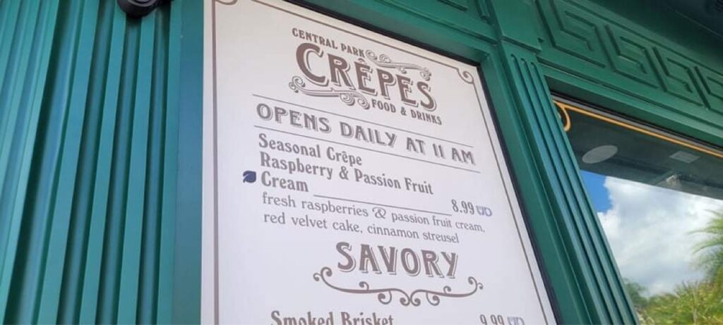 Seasonal Passion Fruit and Raspberry Crépe at Central Park Crépes