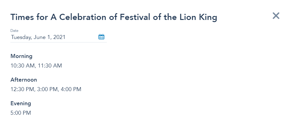A Celebration of Festival of the Lion King adds additional morning showtimes