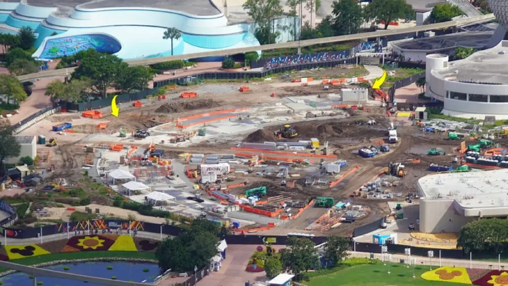 Aerial view of Moana Journey of Water Construction in Epcot