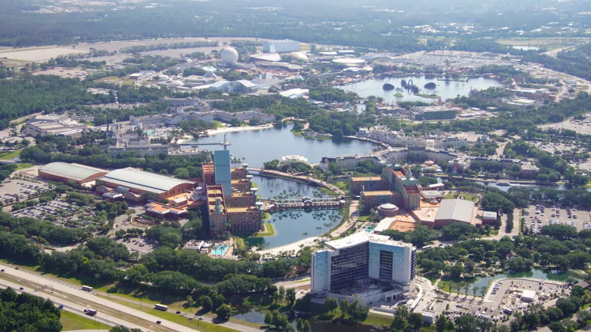 Aerial view of the Disney World Swan Reserve construction almost ...