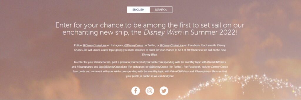 Disney Cruise Line Year of Wishes Sweepstakes