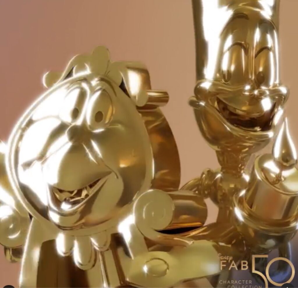 Lumiere and Cogsworth Statues Revealed for “Disney Fab 50 Character Collection”