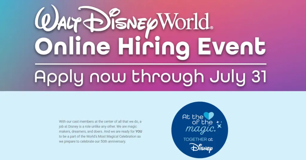 Disney World is hosting an online hiring event with $1,000 sign-on bonuses