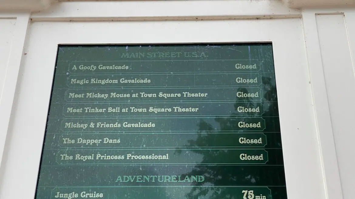 Disney Character Cavalcade Show Times Now Listed on Digital Boards in Magic Kingdom