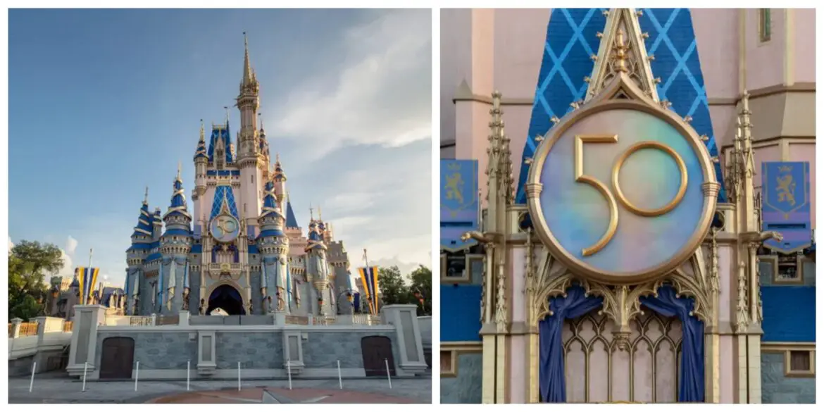 Cinderella Castle Golden 50th Crest now installed in the Magic Kingdom
