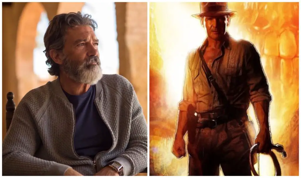 Antonio Banderas in Life Itself (left) Harrison Ford as Indiana Jones (right)