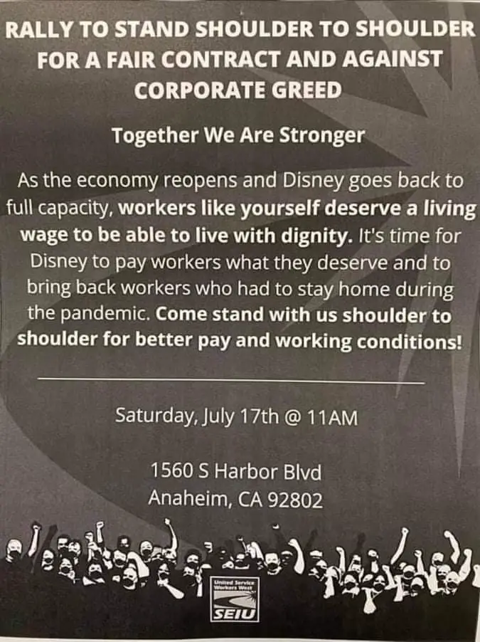 Union plans a protest outside of Disneyland this weekend