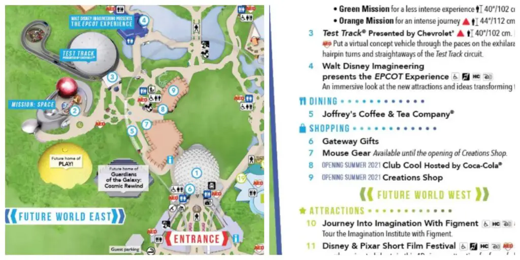 New Epcot Guidemap features Club Cool & Creations Shop