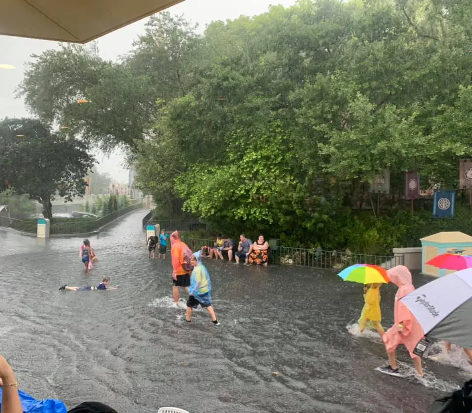 Magic Kingdom gets a little flooded from heavy rain yesterday