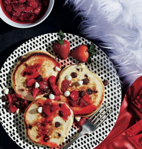 Dalmatian Pancakes with strawberry compote