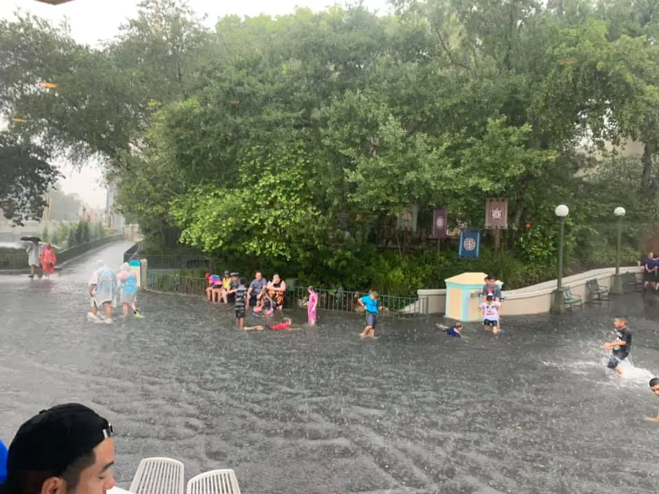 Magic Kingdom gets a little flooded from heavy rain yesterday