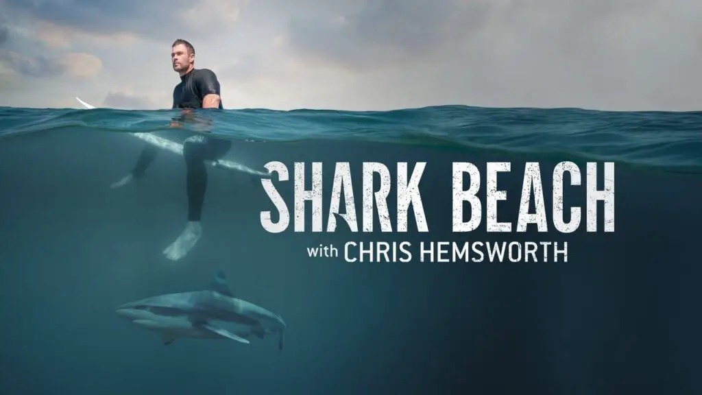Shark Beach with Chris Hemsworth logo and promotional image
