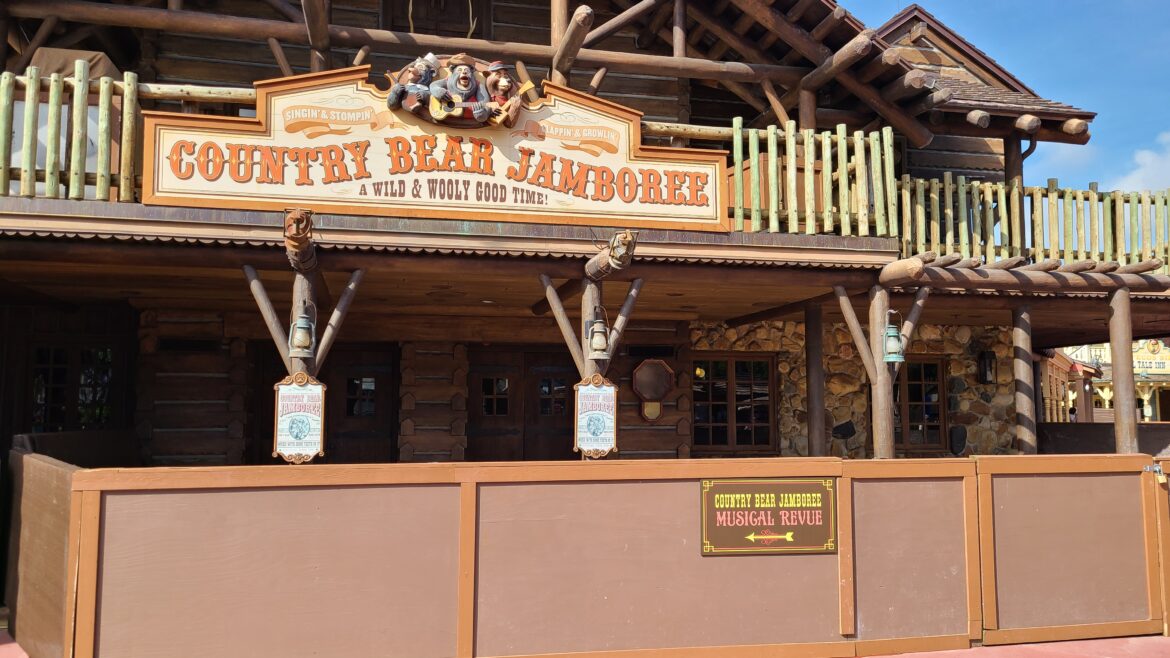Construction on the entrance of Country Bear Jamboree