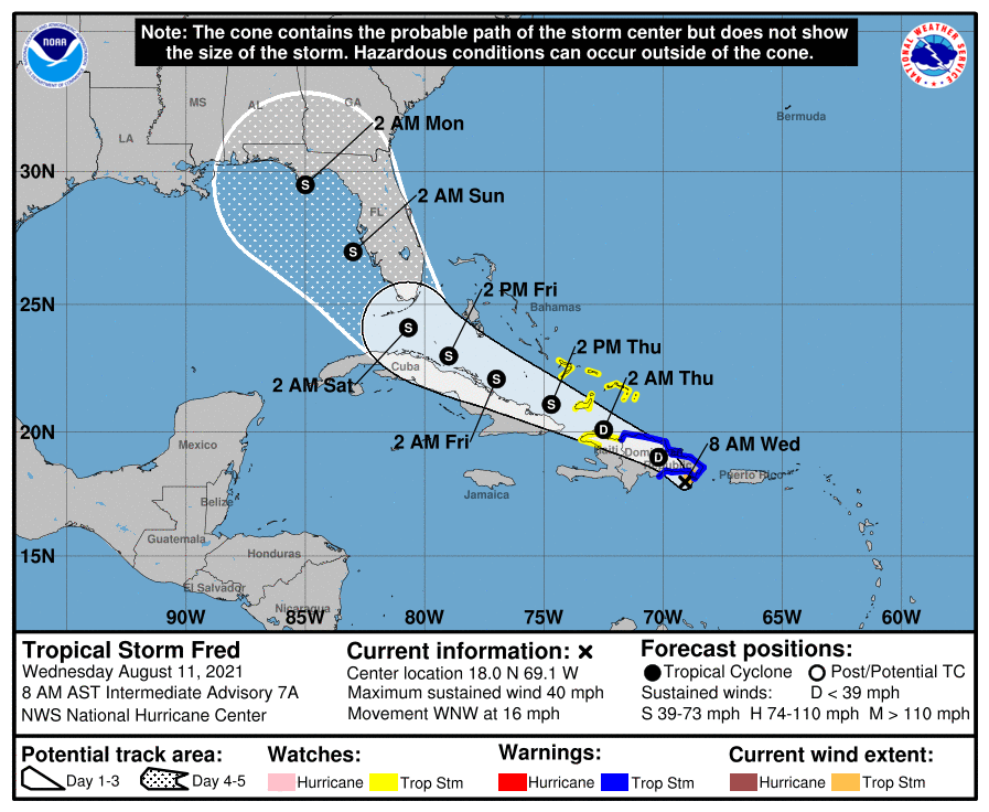 Tropical Storm Fred has its eye set on Florida