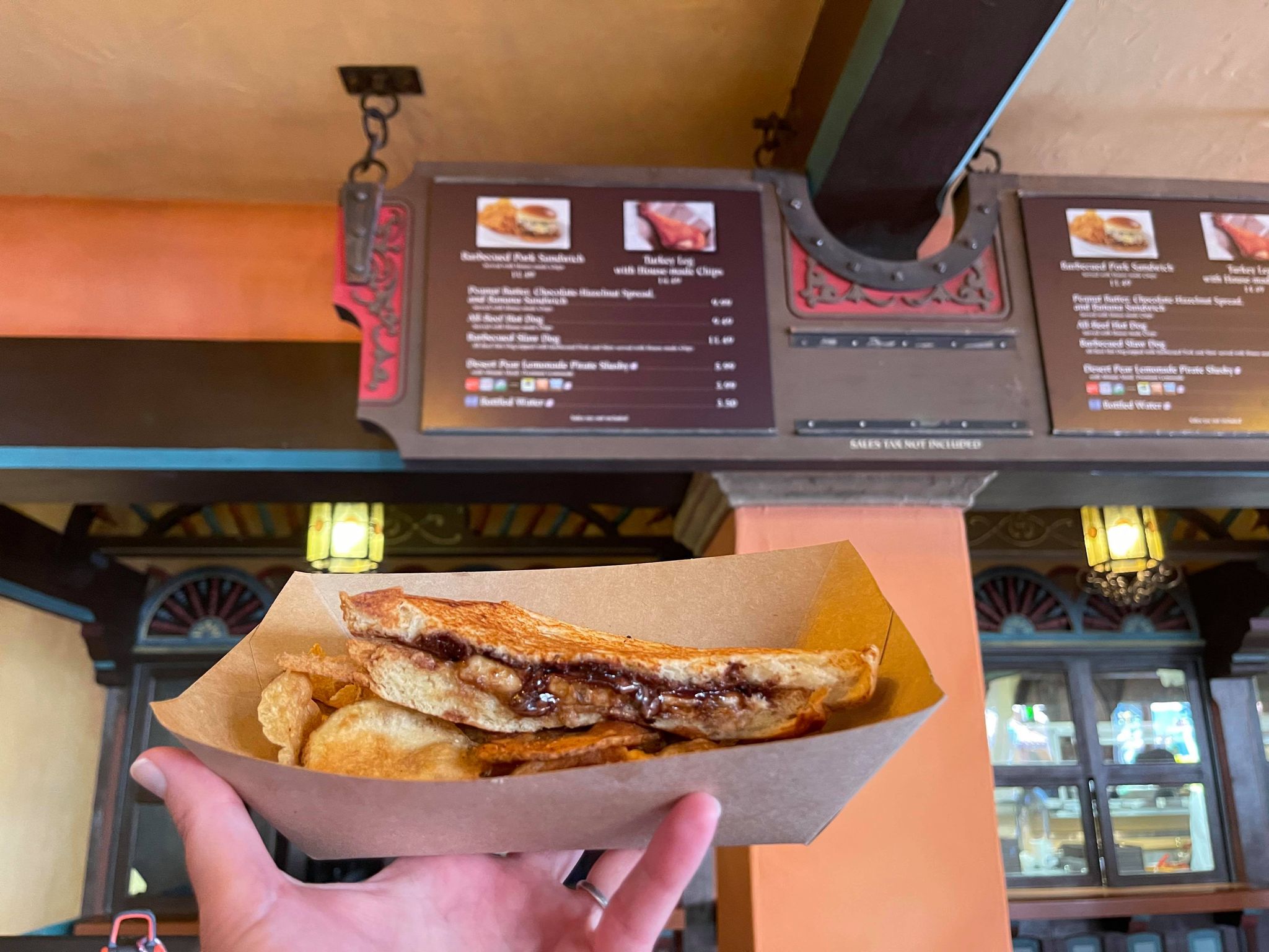 New Peanut Butter Hazelnut Banana Sandwich at Tortuga Tavern is a fun
