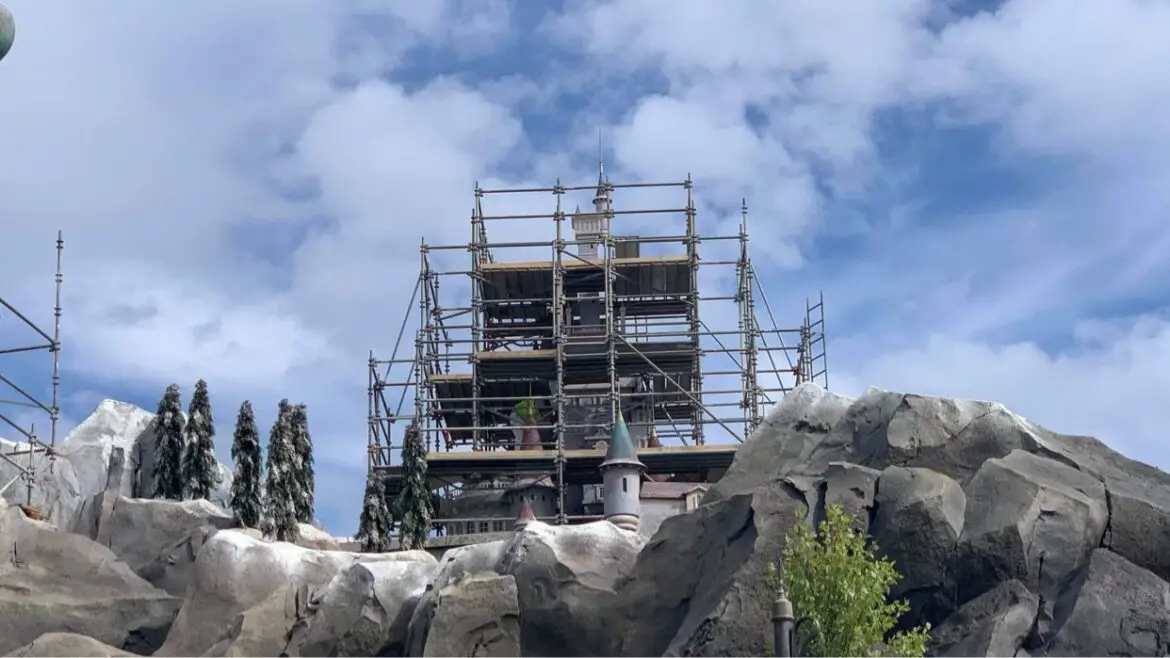 Construction continues on Beauty & the Beast Castle in the Magic Kingdom