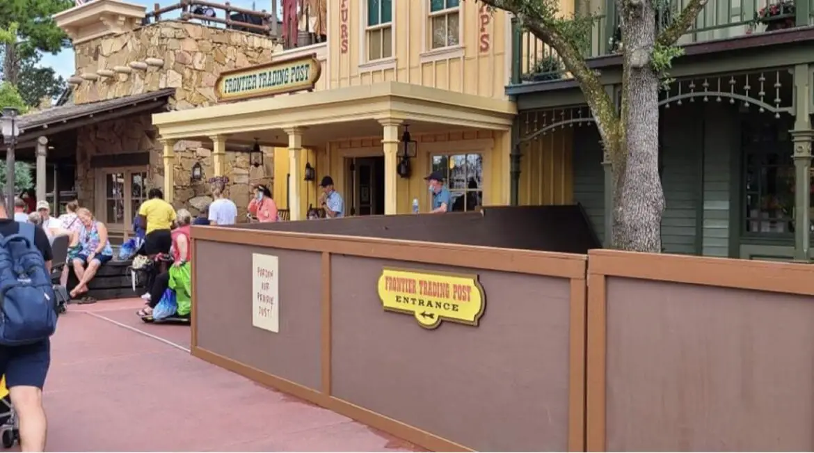 Construction Walls go up around Trading Post in the Magic Kingdom