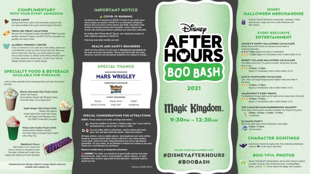 First Look: Disney After Hours Boo Bash Map revealed for 2021
