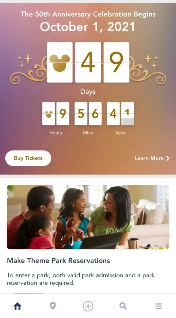 Disney World App is counting down to 50th Anniversary Celebration!