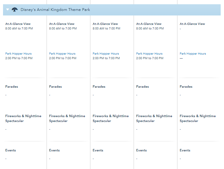 Disney World Theme Park Hours released through Oct 23rd