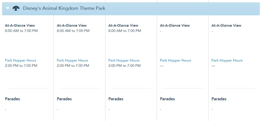 Disney World Theme Park Hours released through November 6th