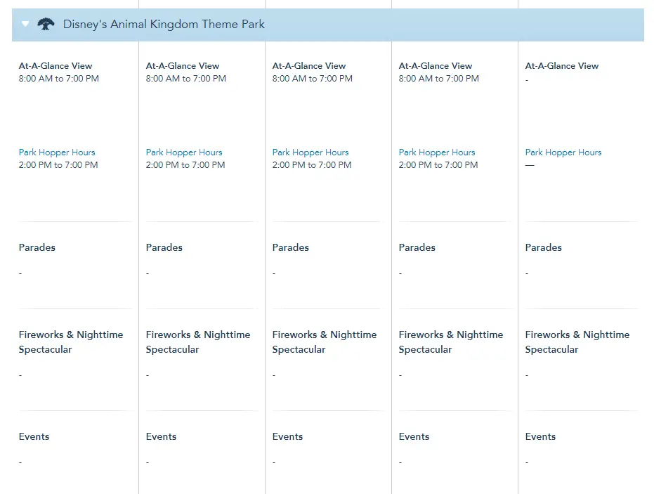 Disney World Theme Park Hours released through Oct 16th