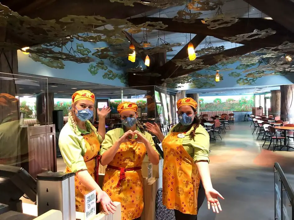 Disney Cast Members celebrate the reopening of Animal Kingdom Lodge
