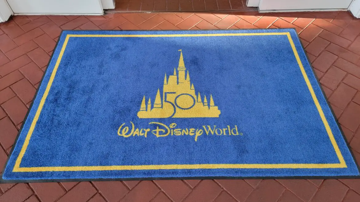 Disney World 50th Anniversary Welcome Mats appearing at the Grand Floridian