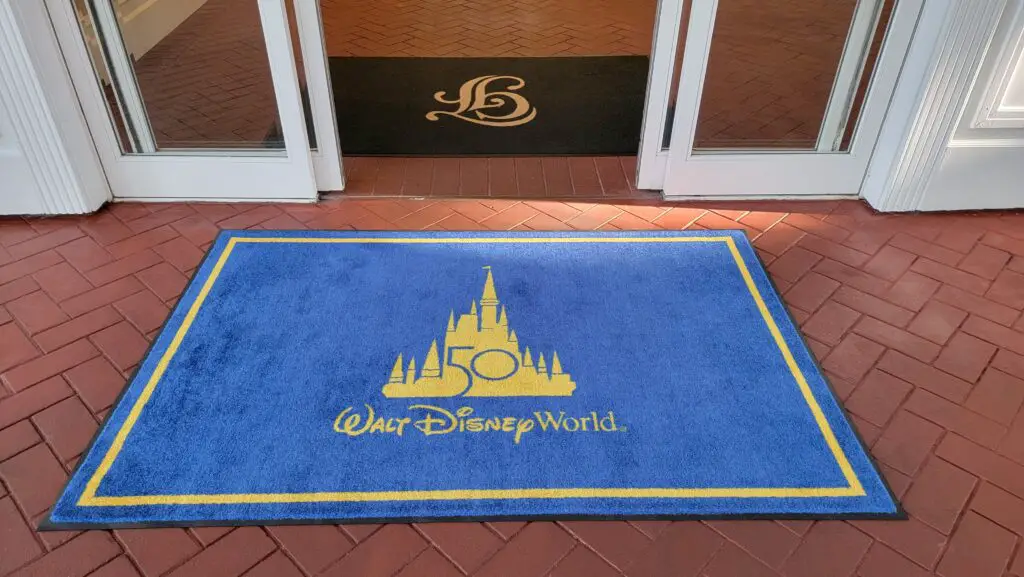 Disney World 50th Anniversary Welcome Mats appearing at the Grand Floridian