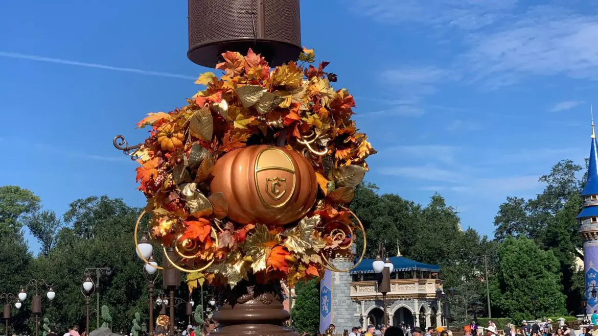 New Cinderella Carriage Pumpkin Wreaths now on display in the Magic Kingdom