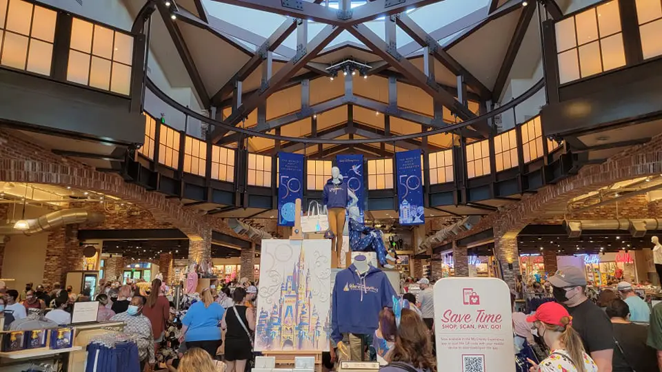 50th Anniversary Banners added to World of Disney Store in Disney Springs