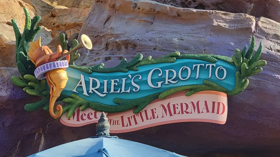 Sign for Ariel's Grotto Character Meet has been added back!