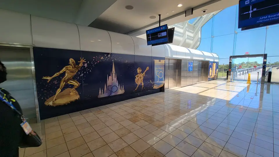 Disney World 50th Anniversary decorations are now at the Orlando Airport