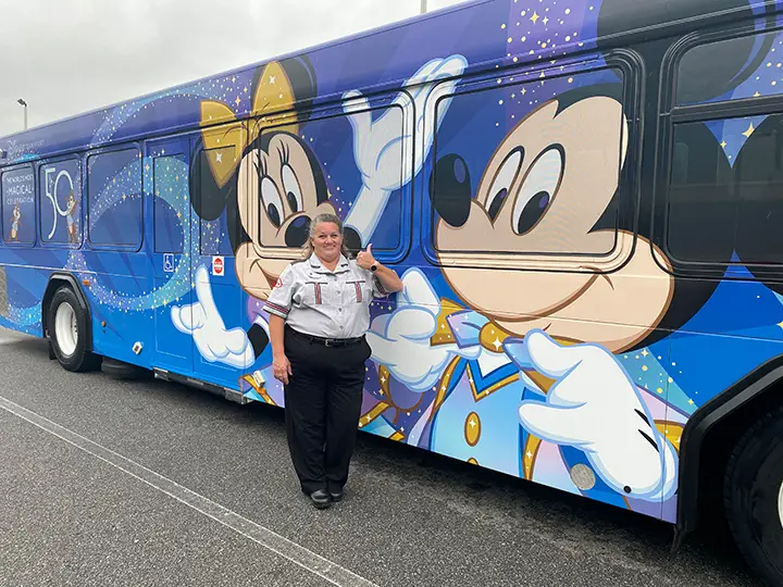 Disney Cast Members see the new 50th Anniversary Disney World Transportation