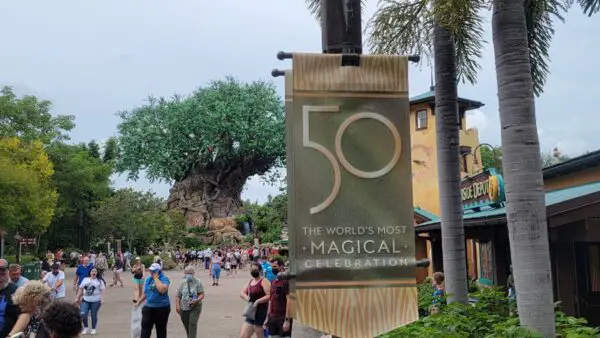 Walt Disney World 50th Anniversary banner at Animal Kingdom