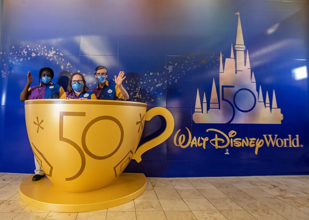 Orlando Airport adds Mad Tea Party Photo-Op for Walt Disney World’s 50th Anniversary