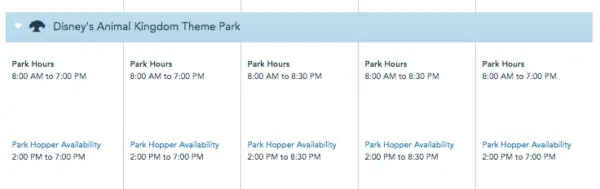 Disney World theme parks hours