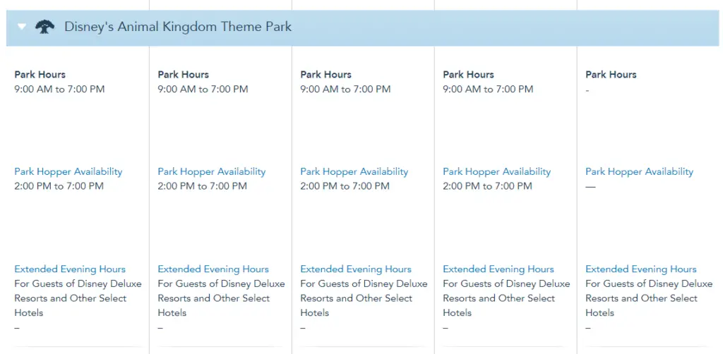 Disney World Theme Park Hours released through December 3rd