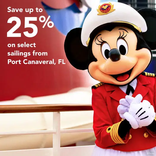 Disney Cruise Line is offering 25% off select cruises
