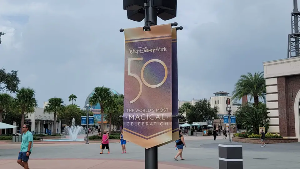 Disney World 50th Anniversary Banners now up at Disney Springs